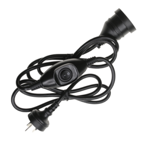 1.8m Black Inline Switch Mains Extension Cable