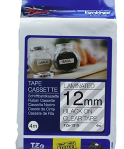 Brother TZe-131S 12mm x 4m Black on Clear Laminated Tape