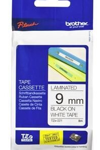 Brother TZe-221 9mm x 8m Black on White Tape