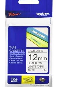 Brother TZe-231 12mm x 8m Black on White Tape