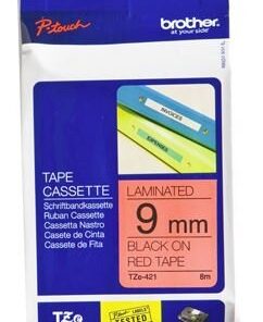 Brother TZe-421 9mm x 8m Black on Red Tape