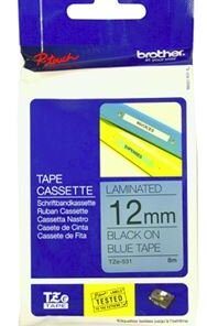 Brother TZe-531 12mm x 8m Black on Blue Tape