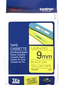 Brother TZe-621 9mm x 8m Black on Yellow Tape