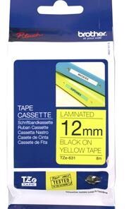 Brother TZe-631 12mm x 8m Black on Yellow Tape