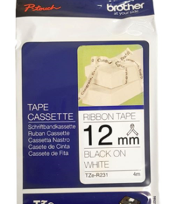 Brother TZe-R231 12mm x 4m Black on White Ribbon Tape