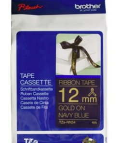 Brother TZe-RN34 12mm x 4m Gold on Navy Ribbon Tape