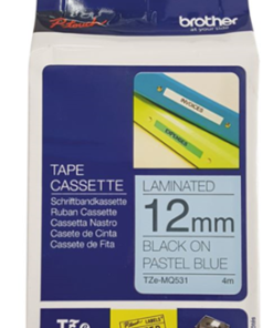 Brother TZe-MQ531 12mm x 4m Black on Pastel Blue Tape