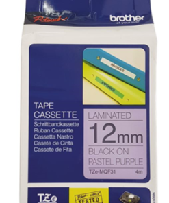 Brother TZe-MQF31 12mm x 4m Black on Pastel Purple Tape
