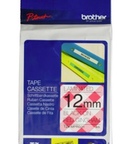 Brother TZe-MPRG31 12mm x 4m Black on Red Gingham Tape