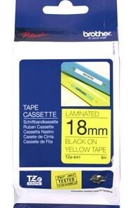 Brother TZe-641 18mm x 8m Black on Yellow Tape