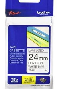 Brother TZe-251 24mm x 8m Black on White Tape
