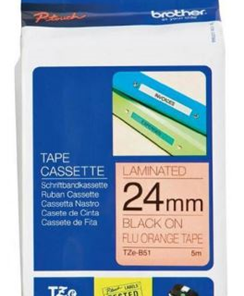Brother TZe-B51 24mm x 8m Black on Orange Fluro Tape