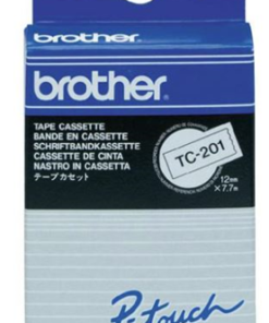 Brother TC-201 12mm x 8m Black on White Label Tape