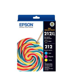 Epson 212XL BK + 212 C/M/Y 4 Ink Cartridge Value Pack
