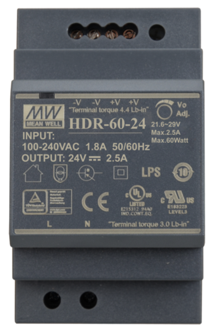 WF-HDR-60-24 DIN Rail Mount 24Vdc 60Watt Power Supply Unit