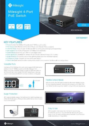 Alternative view of PoE Switch 4-Port – Power Over Ethernet ( MS-S0204-EL) – Milesight