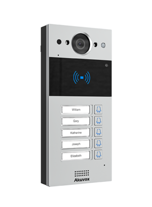 Alternative view of AV-R20B-B5 Akuvox SIP Video Intercom with 5 Buttons and RFID