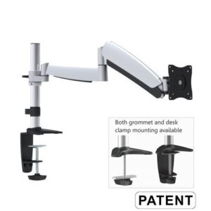 BRATECK 13-27" Counter Balance LCD Desk Mount. Max arm reach 500mm Tilt +90~-40deg. Swivel 360d