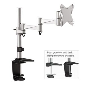 Brateck Elegant Single LCD Monitor Table Stand with Arm & Desk Clamp VESA 75/100mm Up to 24"
