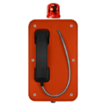 Weather Resistant SIP Handset Keypad Telephone Red w Beacon Standard VoIP/SIP phone Vandal resistant handset and armored cord Weather proof protection to IP66 Programmable for auto-dial With control Relay