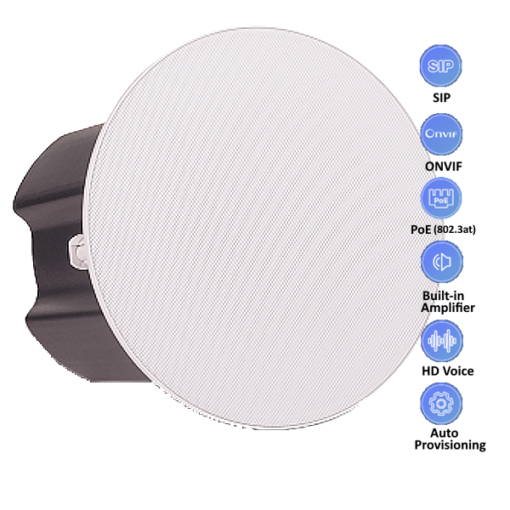 Zycoo SIP Network Ceiling Speaker PoE+ or 24Vdc