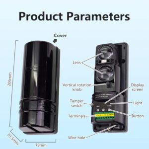 Alternative view of Dual-beam Infrared Sensor, 100M Wired Barrier Detector, Infrared Beam Detector, 8 Frequency Conversion, Digital Display
