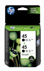 HP 45 Black Ink Cartridge, TWIN PACK 2 31853 2802231003110