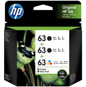 HP 63 Color/Black Ink Cartridge Combo 3-Pack